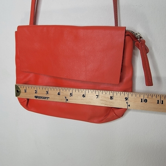 Artisanal Mini Crossbody Bag Boho Supple Leather Coral Non Adjustable Thin Strap - Picture 9 of 11